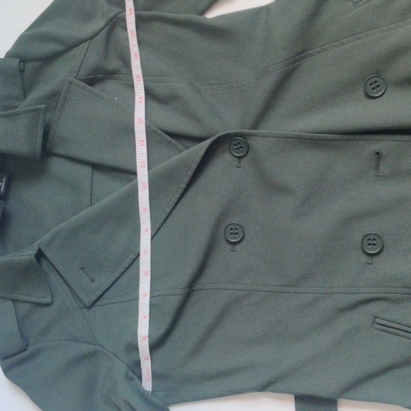 Trouve Military Green Calf length long fall Winter Trenchcoat_Small - Picture 9 of 14